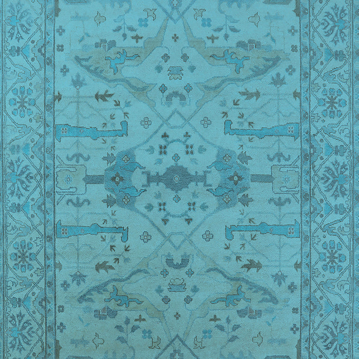 Machine Washable Oriental Light Blue Industrial Rug, wshurb1665lblu