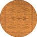 Round Machine Washable Oriental Orange Industrial Area Rugs, wshurb1665org