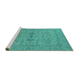 Sideview of Machine Washable Oriental Turquoise Industrial Area Rugs, wshurb1665turq