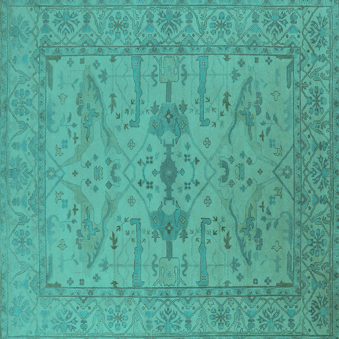 Square Machine Washable Oriental Turquoise Industrial Area Rugs, wshurb1665turq