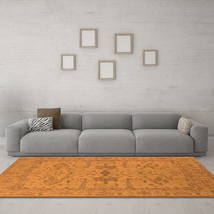 Machine Washable Oriental Orange Industrial Area Rugs in a Living Room, wshurb1665org