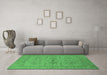 Machine Washable Oriental Emerald Green Industrial Area Rugs in a Living Room,, wshurb1665emgrn