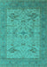 Machine Washable Oriental Turquoise Industrial Area Rugs, wshurb1666turq