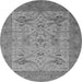 Round Machine Washable Oriental Gray Industrial Rug, wshurb1666gry