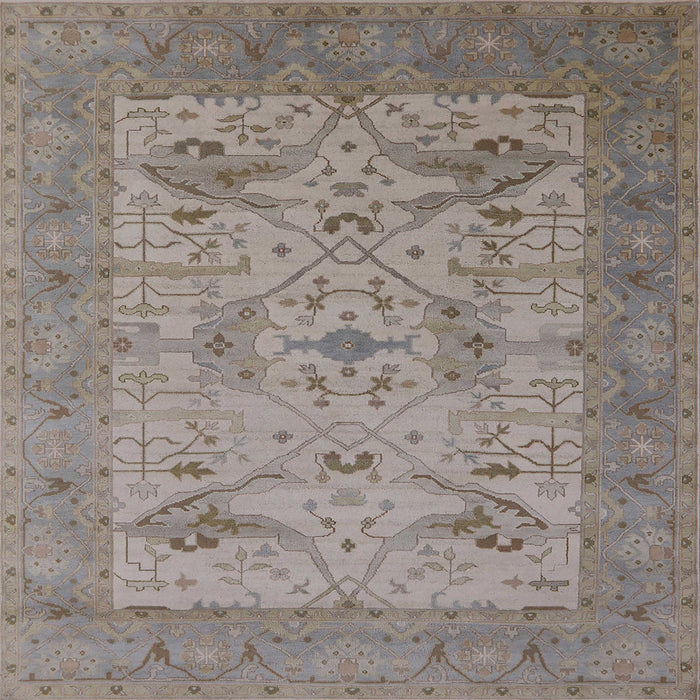 Square Mid-Century Modern Rosy Brown Pink Oriental Rug, urb1666