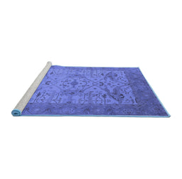 Sideview of Machine Washable Oriental Blue Industrial Rug, wshurb1666blu