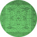 Round Oriental Emerald Green Industrial Rug, urb1666emgrn