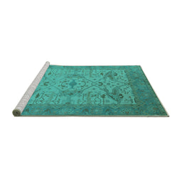Sideview of Machine Washable Oriental Turquoise Industrial Area Rugs, wshurb1666turq