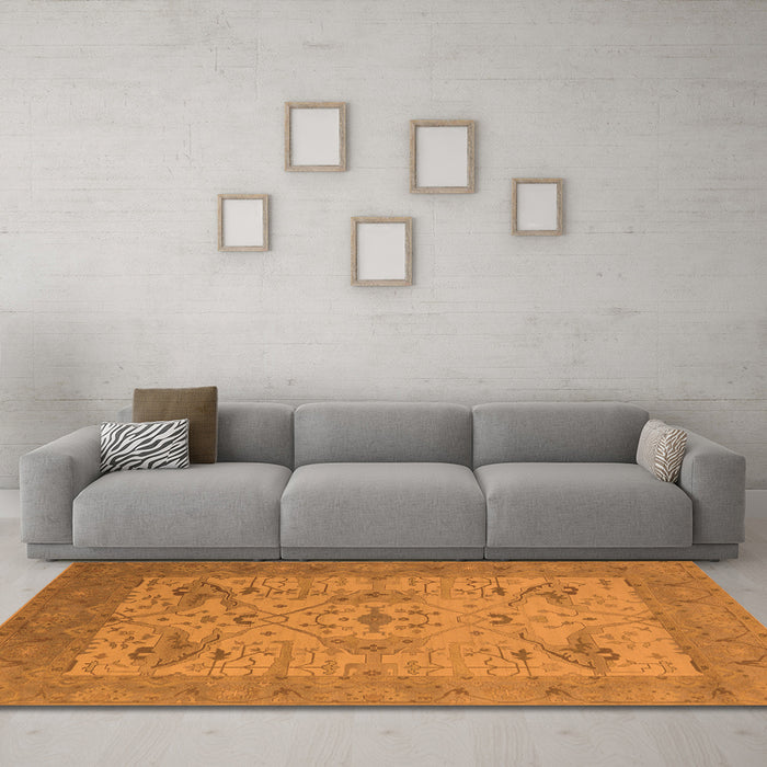 Machine Washable Oriental Orange Industrial Area Rugs in a Living Room, wshurb1666org