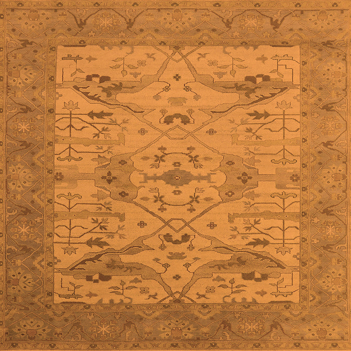 Square Machine Washable Oriental Orange Industrial Area Rugs, wshurb1666org