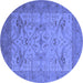 Round Oriental Blue Industrial Rug, urb1666blu