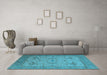 Machine Washable Oriental Light Blue Industrial Rug in a Living Room, wshurb1666lblu