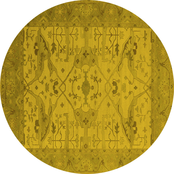 Round Oriental Yellow Industrial Rug, urb1666yw