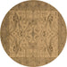 Round Oriental Brown Industrial Rug, urb1666brn