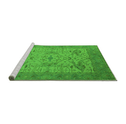 Sideview of Machine Washable Oriental Green Industrial Area Rugs, wshurb1666grn