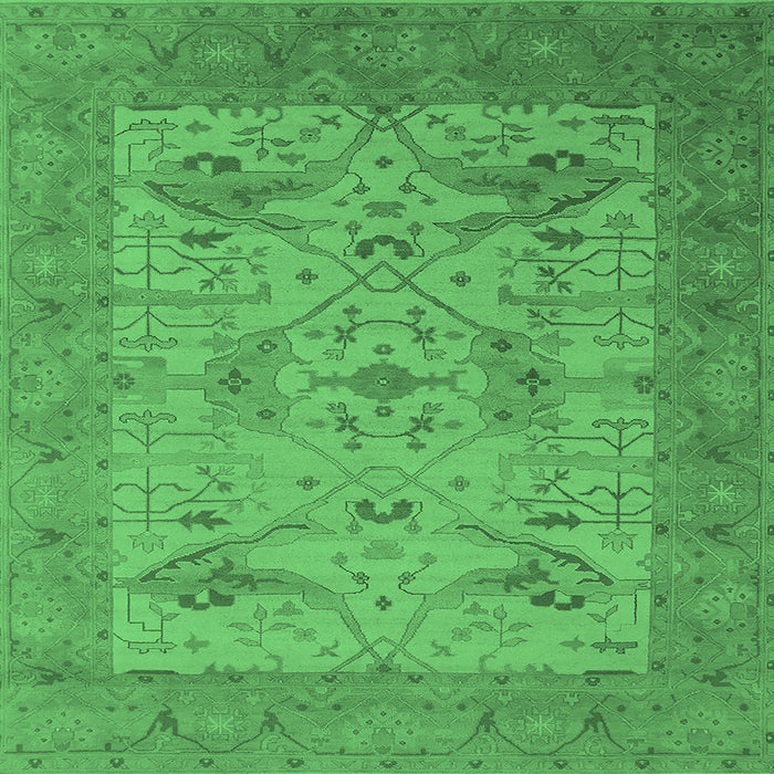 Square Oriental Emerald Green Industrial Rug, urb1666emgrn