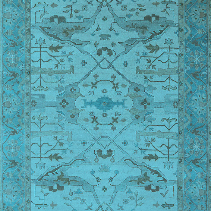 Machine Washable Oriental Light Blue Industrial Rug, wshurb1666lblu