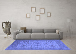 Machine Washable Oriental Blue Industrial Rug in a Living Room, wshurb1666blu