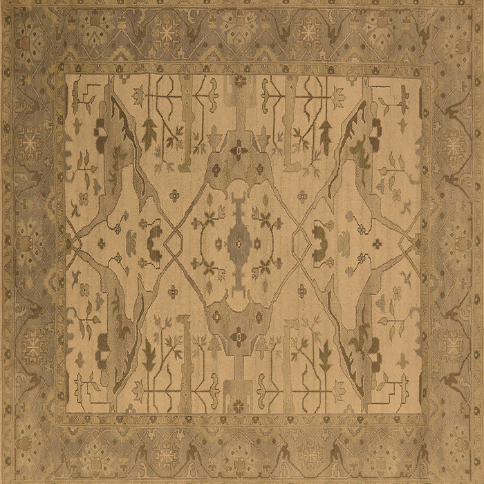 Square Oriental Brown Industrial Rug, urb1666brn