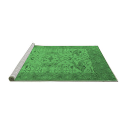 Sideview of Machine Washable Oriental Emerald Green Industrial Area Rugs, wshurb1666emgrn