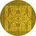 Round Oriental Yellow Industrial Rug, urb1667yw