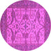 Round Machine Washable Oriental Pink Industrial Rug, wshurb1667pnk