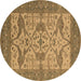 Round Machine Washable Oriental Brown Industrial Rug, wshurb1667brn