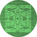 Round Oriental Emerald Green Industrial Rug, urb1667emgrn