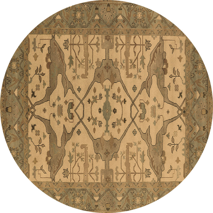 Round Oriental Brown Industrial Rug, urb1667brn