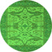 Round Oriental Green Industrial Rug, urb1667grn