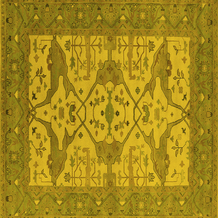 Square Machine Washable Oriental Yellow Industrial Rug, wshurb1667yw