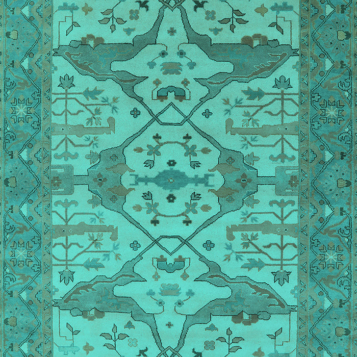 Machine Washable Oriental Turquoise Industrial Area Rugs, wshurb1667turq