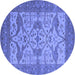 Round Oriental Blue Industrial Rug, urb1667blu