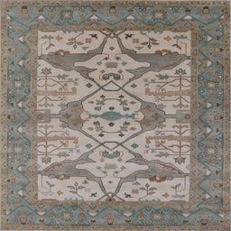 Square Mid-Century Modern Rosy Brown Pink Oriental Rug, urb1667