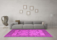 Machine Washable Oriental Pink Industrial Rug, wshurb1667pnk