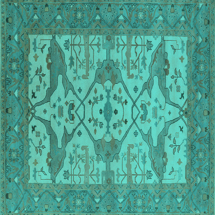 Square Oriental Turquoise Industrial Rug, urb1667turq