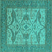 Square Oriental Turquoise Industrial Rug, urb1667turq