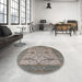 Round Machine Washable Industrial Modern Rosy Brown Pink Rug in a Office, wshurb1667