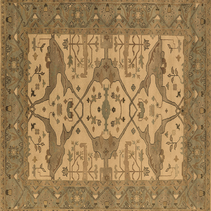 Square Oriental Brown Industrial Rug, urb1667brn