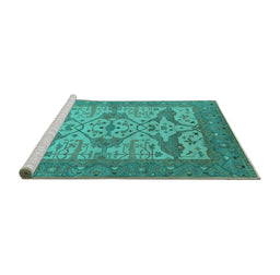 Sideview of Machine Washable Oriental Turquoise Industrial Area Rugs, wshurb1667turq
