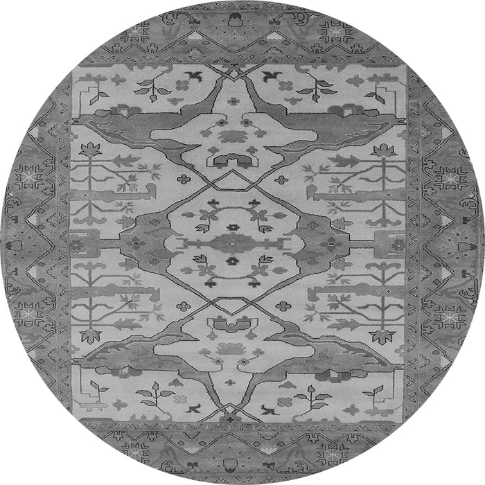 Round Machine Washable Oriental Gray Industrial Rug, wshurb1667gry