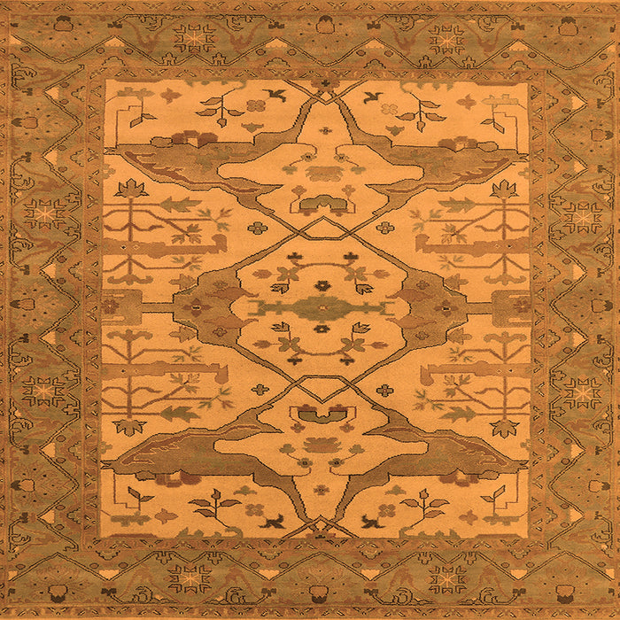 Square Machine Washable Oriental Orange Industrial Area Rugs, wshurb1667org