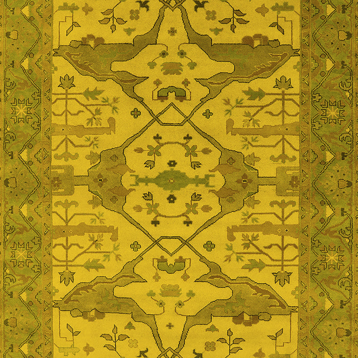 Machine Washable Oriental Yellow Industrial Rug, wshurb1667yw