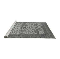 Sideview of Machine Washable Oriental Gray Industrial Rug, wshurb1667gry