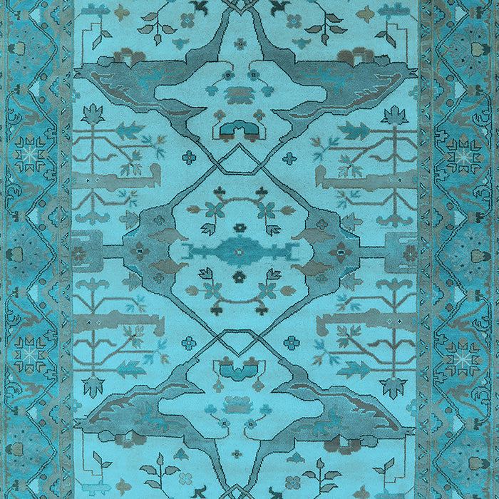 Machine Washable Oriental Light Blue Industrial Rug, wshurb1667lblu