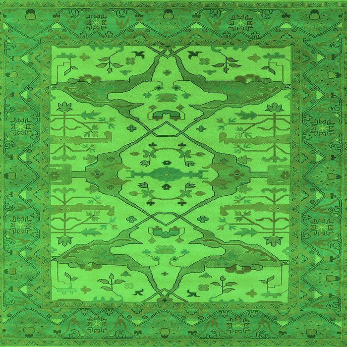 Square Machine Washable Oriental Green Industrial Area Rugs, wshurb1667grn