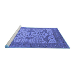 Sideview of Machine Washable Oriental Blue Industrial Rug, wshurb1667blu