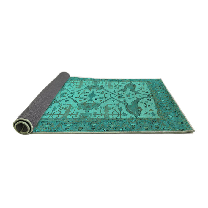 Sideview of Oriental Turquoise Industrial Rug, urb1667turq