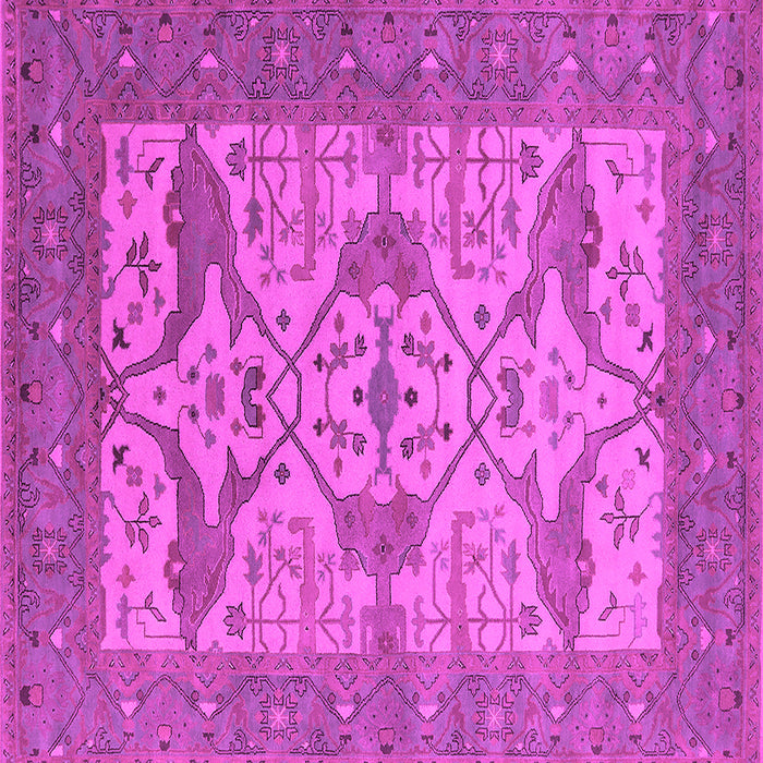 Square Machine Washable Oriental Pink Industrial Rug, wshurb1667pnk