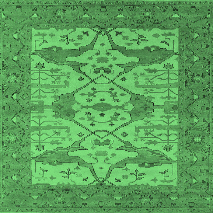Square Machine Washable Oriental Emerald Green Industrial Area Rugs, wshurb1667emgrn